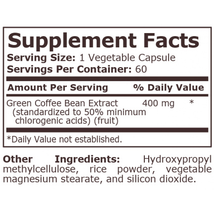 Pure Nutrition - Green Coffee Bean Extract 400 Mg - 60 Capsules