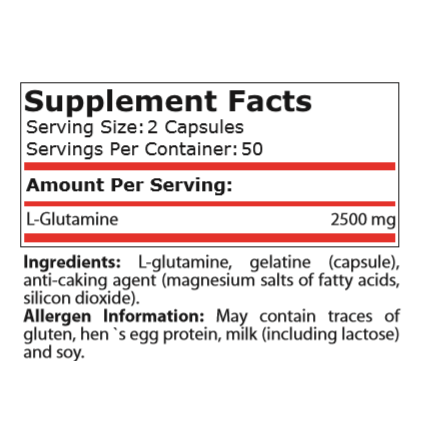 Pure Nutrition - Glutamine Capsules 1250 Mg - 100 Капсули