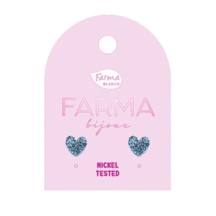 FARMA BIJOUX Обици сини блестящи сърца 8 mm L13