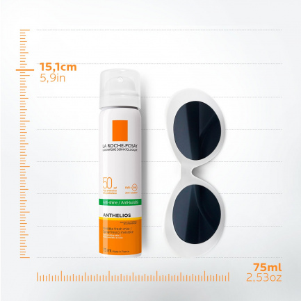 La Roche-Posay Anthelios SPF50 Слънцезащитен матиращ прозрачен спрей-мист за лице 75 ml