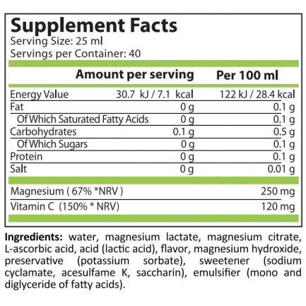 Pure Nutrition - Magnesium Liquid + Vit C - 1000 Ml 