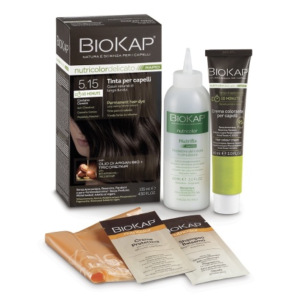Biokap Nutricolor Delicato Rapid Боя за коса само 10 минути 140 ml - Пепеливо кестеняво - 5.15