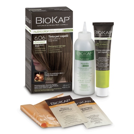 Biokap Nutricolor Delicato Rapid Боя за коса само 10 минути 140 ml - Тъмно русо Хавана - 6.06