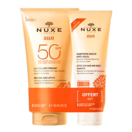 Nuxe Sun SPF50 Лосион за лице и тяло 150 ml + Шампоан за коса и тяло за след слънце 100 ml