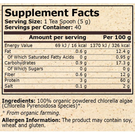 Pure Nutrition - Organic Chlorella - 200 G
