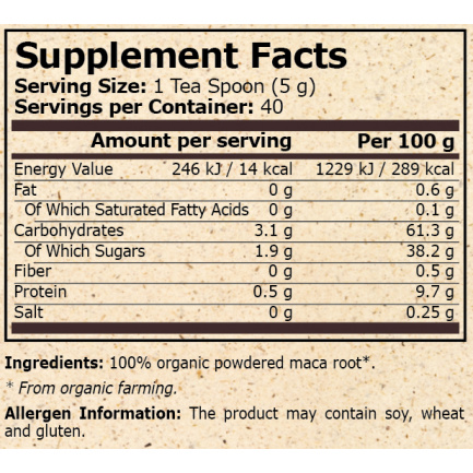 Pure Nutrition - Organic Maca - 200 G
