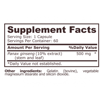 Pure Nutrition - Panax Ginseng - 60 Capsules