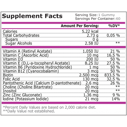 Pure Nutrition - Hair, Skin [[entity]]Amp; Nails Gummies - Strawberry [[entity]]Amp; Coconut - 60 Gummies