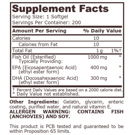 Pure Nutrition - Super Omega 3 Fish Oil 1000 Mg - 400 Epa / 300 Dha - 200 Дражета
