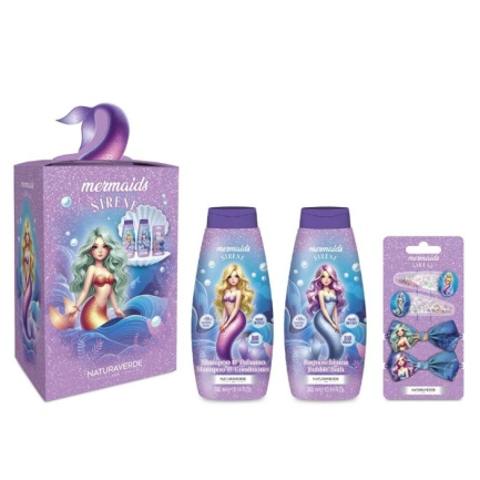 Naturaverde Mermaids Serene Комплект Душ-пяна 300 ml + Шампоан 2-в-1 300 ml + Аксесоари за коса