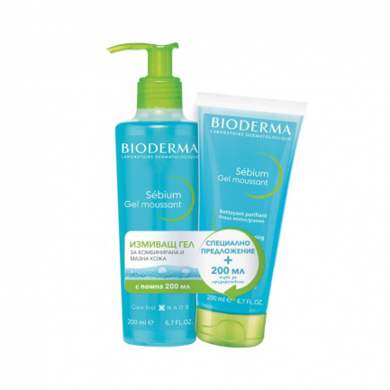 Bioderma Sebium Gel moussant Помпа х200 мл + Sebium Gel moussant Туба х200 мл