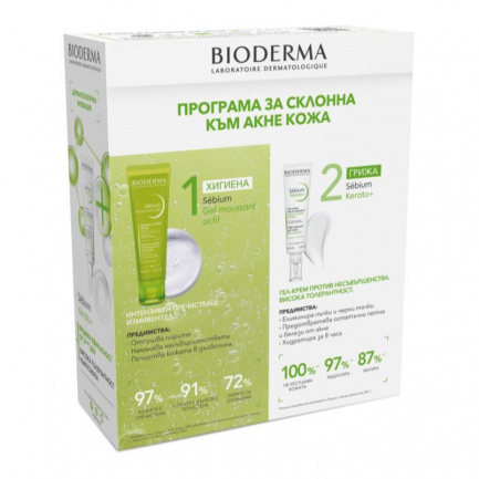 Bioderma Sebium Kerato+ Гел-крем против несъвършенства 30 ml + Гел мусан Actif 45 ml