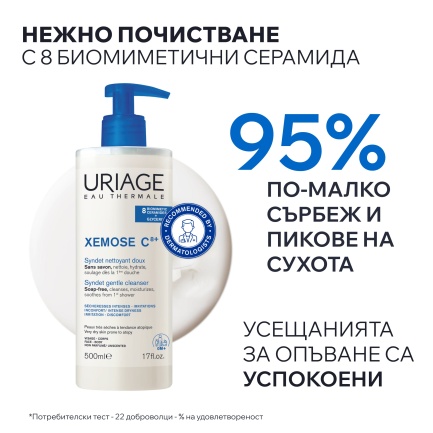 Uriage Xemose C8+ Syndet Нежен почистващ пенлив гел 500 ml