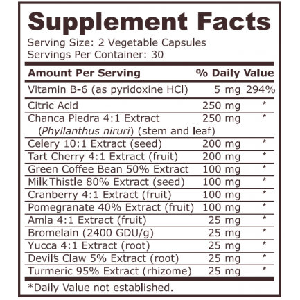 Pure Nutrition - Uric Acid Formula - 60 Capsules