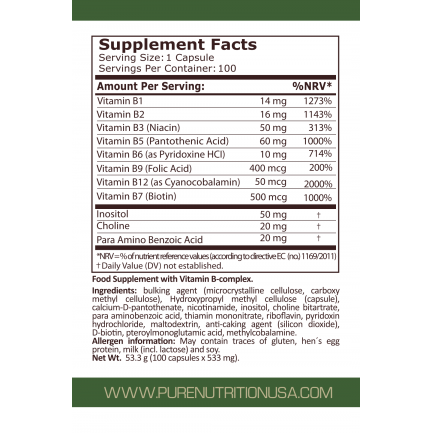 Pure Nutrition - Vitamin B-Complex - 100 Capsules