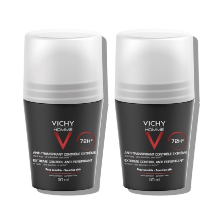 Vichy Homme Deo-Duo Пакет: Рол-он антиперспирант Рутина за защита от изпотяване до 72 часа