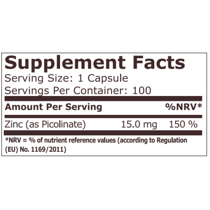 Pure Nutrition - Zinc Picolinate 15 Mg - 100 Capsules