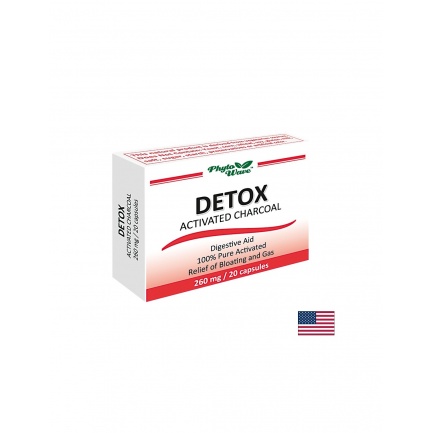 Детокс активен въглен, 260 mg, 20 капсули