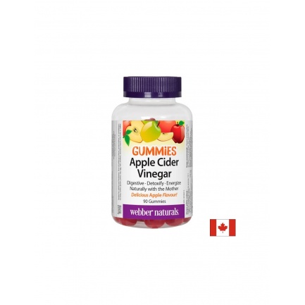 Apple Cider Vinegar Gummies - Ябълков оцет гъмис - Антиоксидантна защита и бърз метаболизъм, 90 желирани таблетки Webber Naturals
