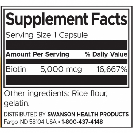 Swanson Биотин 5000 μg x30 капсули