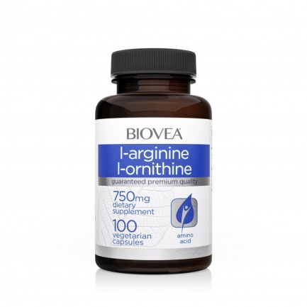 Biovea L-Arginine, L-Ornithine 750mg - Аргинин + Орнитин | 100 caps