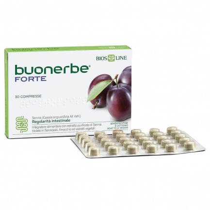 BiosLine Buonerbe Forte - хранителна добавка за нормална чревна проходимост и храносмилателен комфорт, 30 таблетки.