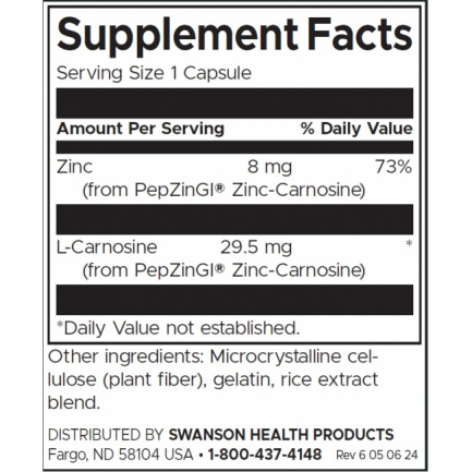 Swanson Цинков Карнозин х60 капсули