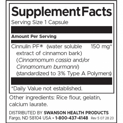 Swanson Cinnulin PF Екстракт от Канела x120 капсули