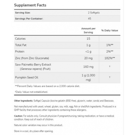 Saw Palmetto Extract | with Pumpkin Seed Oil and Zinc