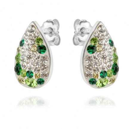 Palladium Сребърни обеци с кристали от Swarovski SO334-green drop