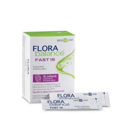 BiosLine FloraBalance® Fast 16 - Флора Баланс фаст хранителна добавка за баланс на чревната микрофлора, 10 сашета