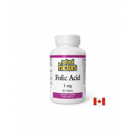 Folic Acid/ Фолиева киселина 1 mg х 90 таблетки Natural Factors