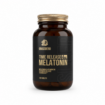 Grassberg Melatonin 4mg Time Release - Мелатонин с Удължено Освобождаване - 120 tabs