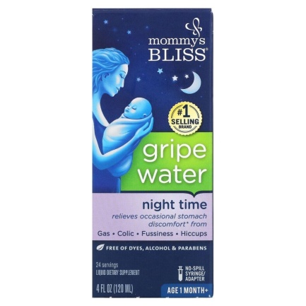 Mommy's Bliss Gripe Water Night Time Билков сироп за нощни колики, спокойно коремче и хубав сън 120 ml