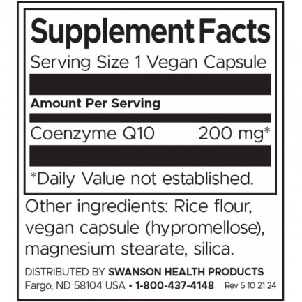 Swanson Коензим CoQ10 200мг х30 капсули