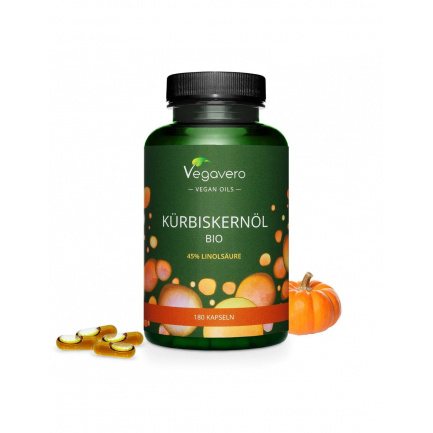 Кürbiskernöl Bio/ Масло от био тиквено семе, 180 капсули, 100% Vegan Vegavero