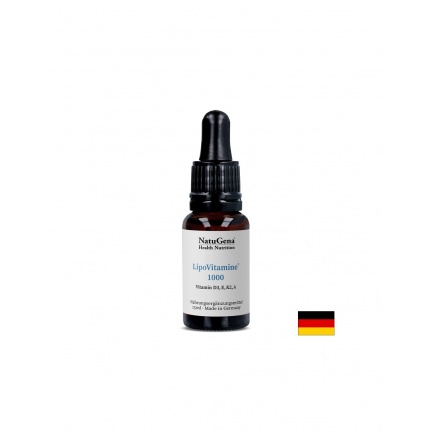 Липозомни витамини A, D3, E, K2 - висока абсорбция - LipoVitamine® 1000, 15 ml капки, ~ 525 дози