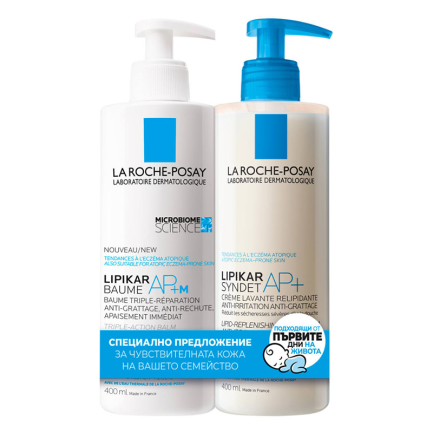 La Roche-Posay Lipikar Syndet AP+ Измиващ крем 400 ml + Lipikar AP+M Балсам 400 ml