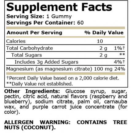 Pure Nutrition - Magnesium Citrate Mixed Berry 100 Mg - 60 Gummies