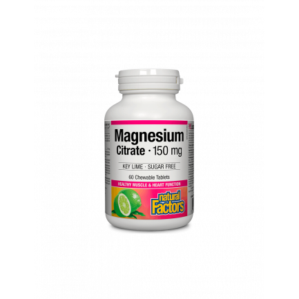 Magnesium Citrate/ Магнезий (цитрат) 150 mg х 60 дъвчащи таблетки Natural Factors