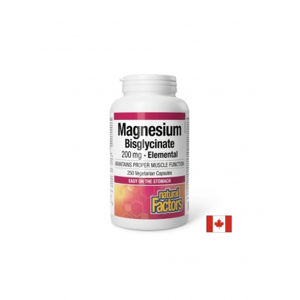 Магнезий бисглицинат 200 mg, 250 V капсули Magnesium Bisglycinate Pure Natural Factors