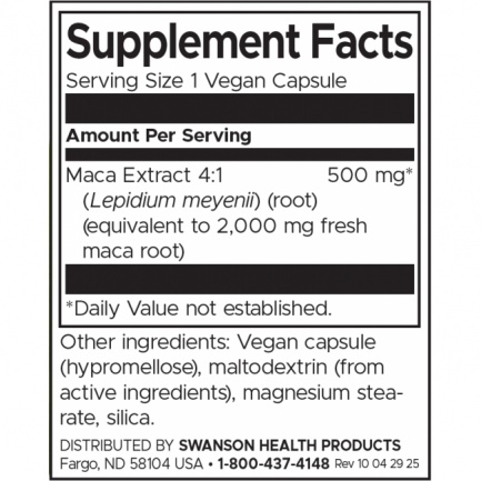 Swanson Мака 500 mg х60 капсули SWP011