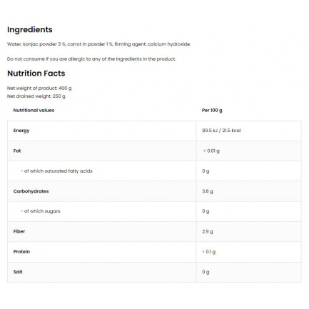 Diet Spaghetti + Carrot / Keto-Friendly Low-Calorie Konjac Noodles