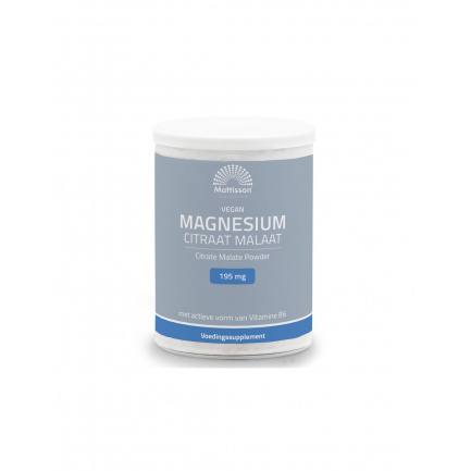 Нервна и сърдечно-съдова системи - Магнезий (цитрат, малат) веган + витамин В6, 125 g прах