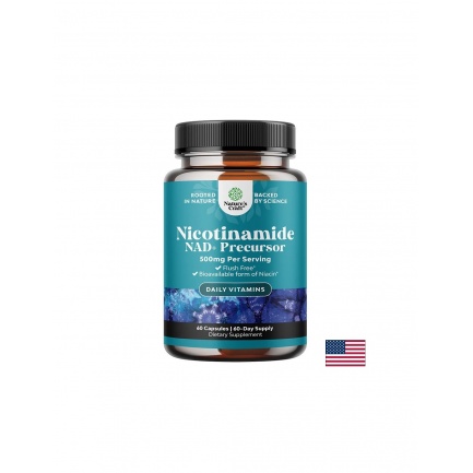 Никотинамид (NAD+ прекурсор) – Клетъчна енергия и фокус, 500 mg, 60 капсули