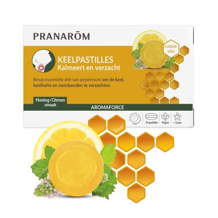 Pranarom Aromaforce Таблетки за гърло с мед и лимон х24 броя