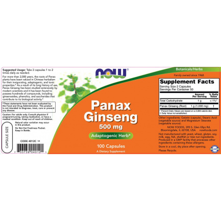 Panax Ginseng 500 mg