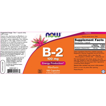 Vitamin B-2 / Riboflavin 100 mg