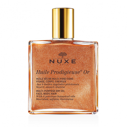 Nuxe Prodigieuse Сухо масло със златни частици и 6 растителни масла за лице, коса и тяло 100 мл + Подарък свещ