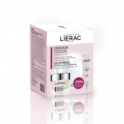 Lierac Комплект Deridium Крем против бръчки за нормална и смесена кожа 50 ml + Dioptiride Околоочен крем против бръчки 15 ml